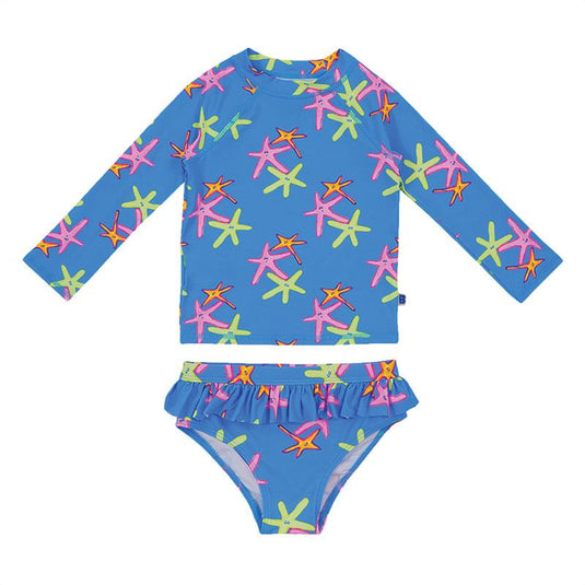 Bambi Mini Co. x SWIM - Kids Splash Happy Rashie and Pant set -  Periwinkle Starfish Print -  3 - 4 Years
