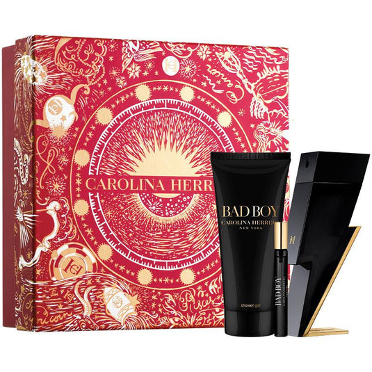 Carolina Herrera Bad Boy Eau de Toilette 100ml + Shower Gel 100ml + Eau de Toilette 10ml 3 Piece Set