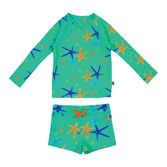 Bambi Mini Co. x SWIM - Kids Splash Happy Rashie and Pant set - Green Starfish Print - 2 - 3 Years