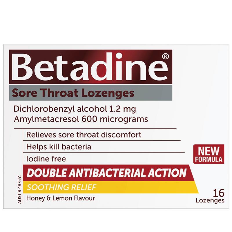 Load image into Gallery viewer, Betadine Sore Throat Lozenges Soothing Honey &amp; Lemon Flavour 16 Pack
