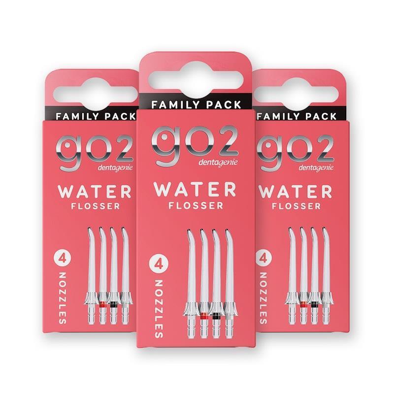 Load image into Gallery viewer, GO2 Dentagenie Water flosser Replacement Nozzle Family Pack x 3 Multipack
