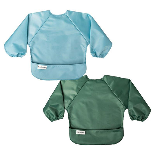 Tiny Twinkle Mess-proof Full Long Sleeve Bib 2 Pack Slate & Olive Large (2-4Y)