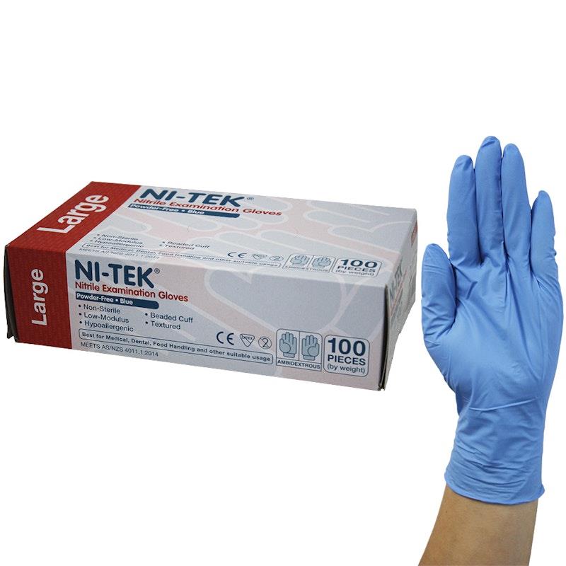 Load image into Gallery viewer, NI-TEK Nitrile Powder Free Gloves Large 100 Pieces/Box
