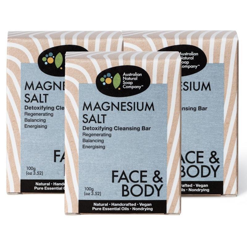 Load image into Gallery viewer, Australian Natural Soap Company Magnesium Salt Detoxifying Cleanse 3Pack
