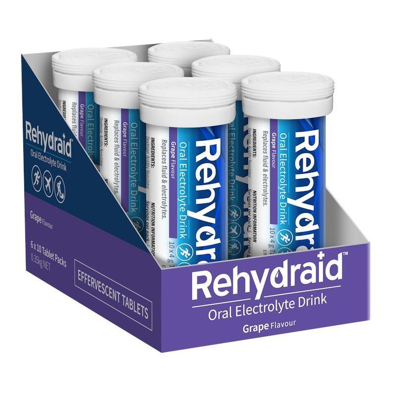 Load image into Gallery viewer, Rehydraid Electrolyte Effervescent Tablets Grape 10x6 Tubes
