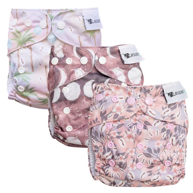 Load image into Gallery viewer, Designer Bums Cloth Nappy Holiday Vibes 3Pack
