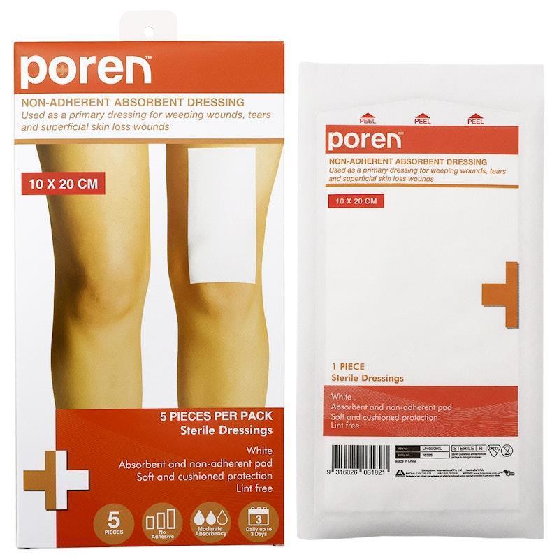 Load image into Gallery viewer, Poren Non-Adherent Absorbent Dressing Sterile 10 x 20cm 5Pack
