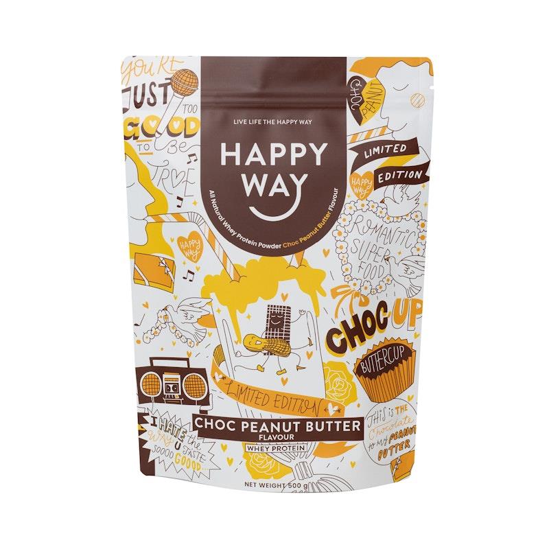 Load image into Gallery viewer, Happy Way Choc Peanut Butter Whey Protein Powder 500g
