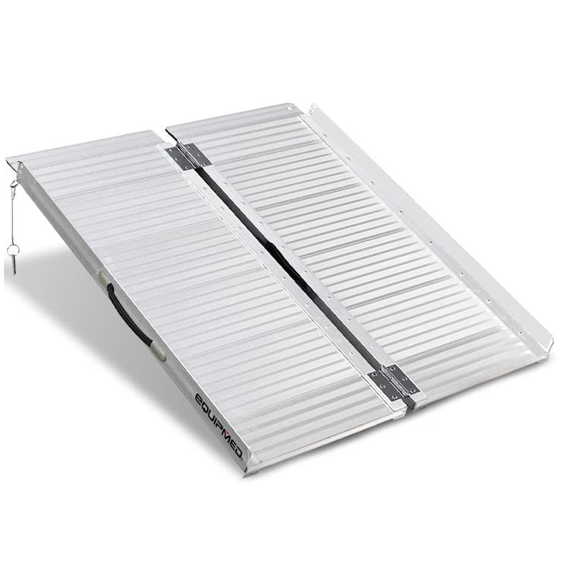 Load image into Gallery viewer, Equipmed 91cm Portable Folding Aluminium Access Ramp Silver
