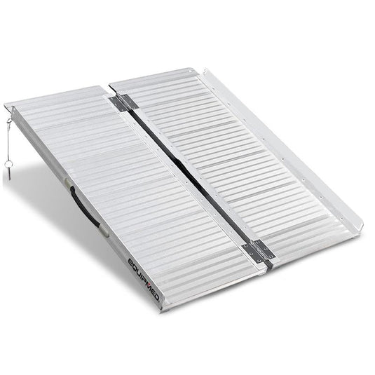 Equipmed 91cm Portable Folding Aluminium Access Ramp Silver