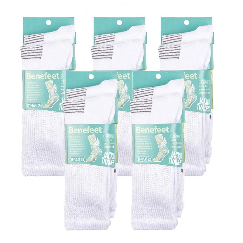 Load image into Gallery viewer, Benefeet 10 pairs of Men's Bamboo Socks - White Size 11-14
