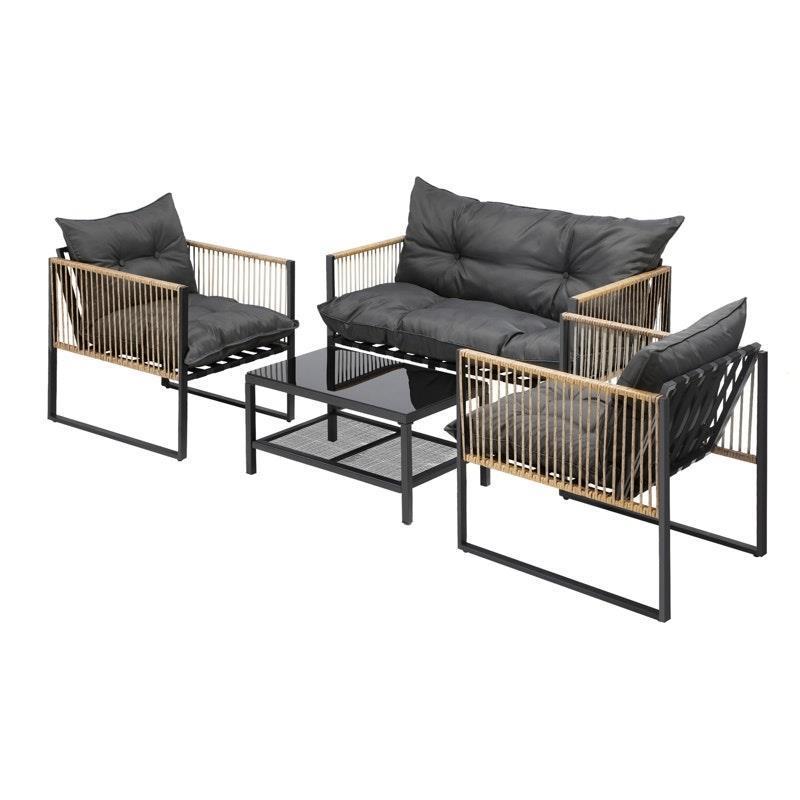 Load image into Gallery viewer, Livsip 4 Piece Outdoor Furniture Setting Garden Patio Lounge Sofa Table Chairs Set

