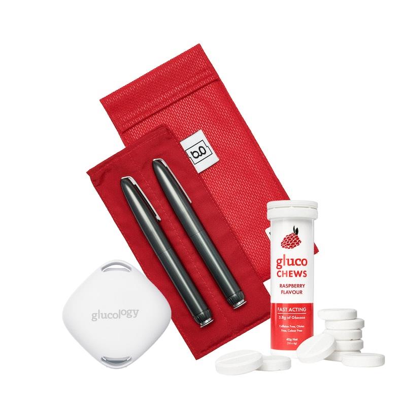 Load image into Gallery viewer, Glucology Insulin Cooling Bundle (Pen Pouch/ 1x 10 Glucochews - Raspberry/ Temperature Sensor) 2 Pen Pouch - Red
