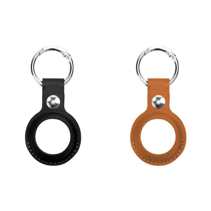 Load image into Gallery viewer, Laser Leather Key Ring for Apple AirTag Brown and Black 2 Pack
