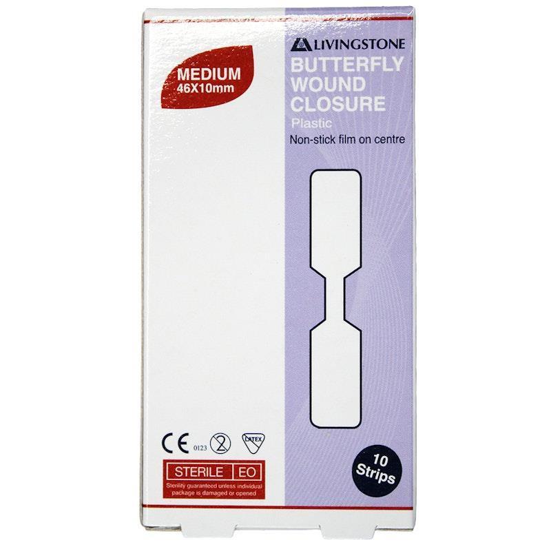 Load image into Gallery viewer, Livingstone Butterfly Wound Closure with Non-stick Centre Sterile 46 x 10mm 10Pack
