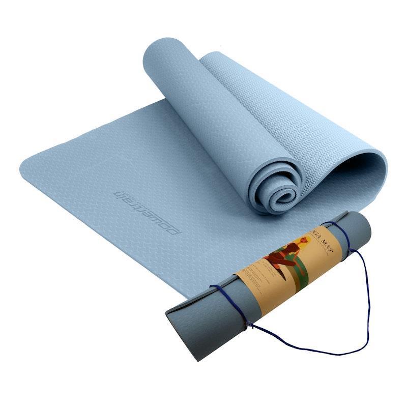 Load image into Gallery viewer, Powertrain TPE Yoga Pilates Exercise Mat 6mm Sky Blue
