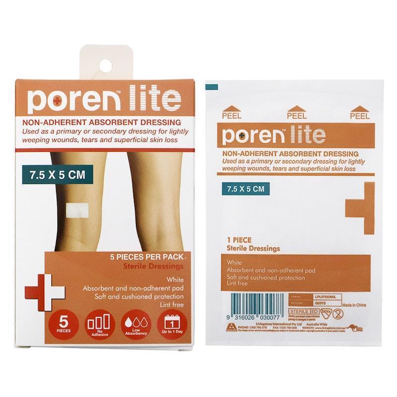 Load image into Gallery viewer, Poren-Lite Non-Adherent Absorbent Dressing Sterile 7.5 X 5cm 5Box
