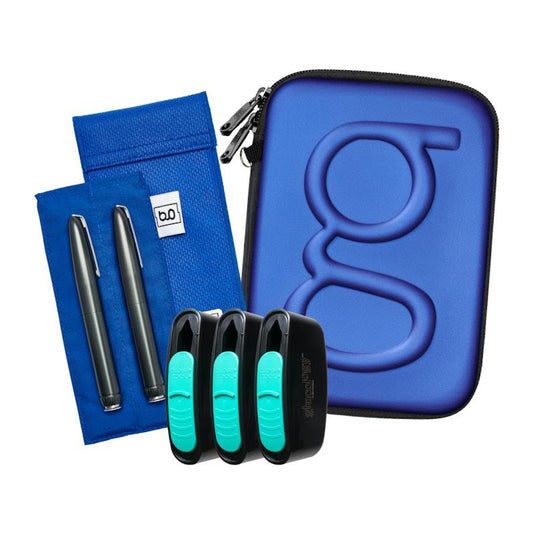 Glucology Travel Bundle Case - Plus, Blue/ 2 Pen Pouch - Blue/ 3 Sharps