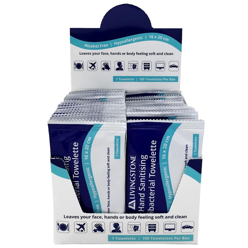 Load image into Gallery viewer, Livingstone Hand Sanitising Antibacterial Towelette Wipe 100/Box 8Pack
