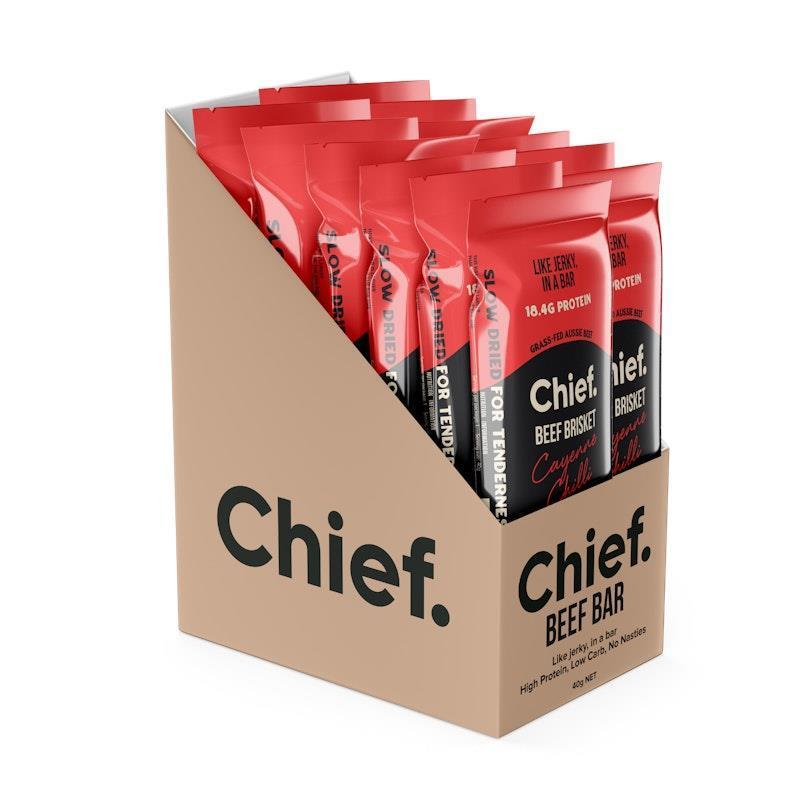 Load image into Gallery viewer, Chief Organic Beef Bars - Cayenne Chilli 12 Pack
