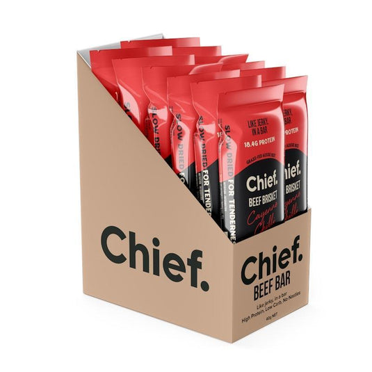 Chief Organic Beef Bars - Cayenne Chilli 12 Pack