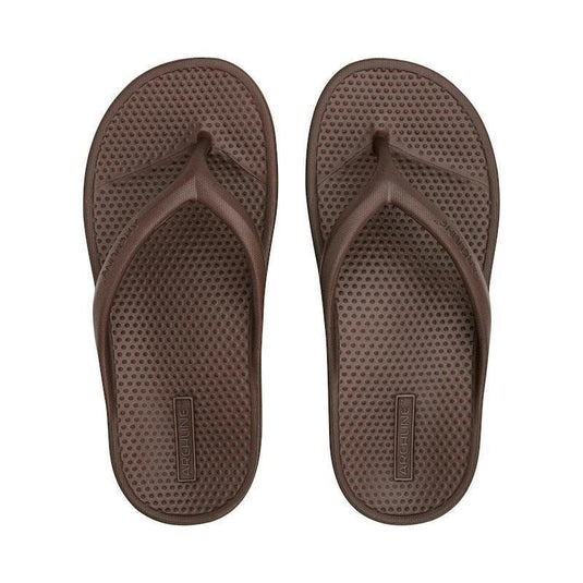 Archline Orthotic Foam Thongs Arch Support Flip Flops Orthopedic Rebound - Brown Euro Size 36