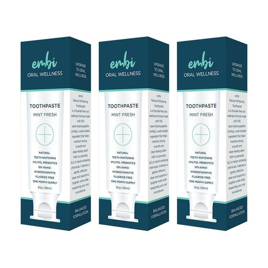 embi Oral Wellness Natural Whitening Toothpaste - 10% Nano-Hydroxyapatite 3Pack