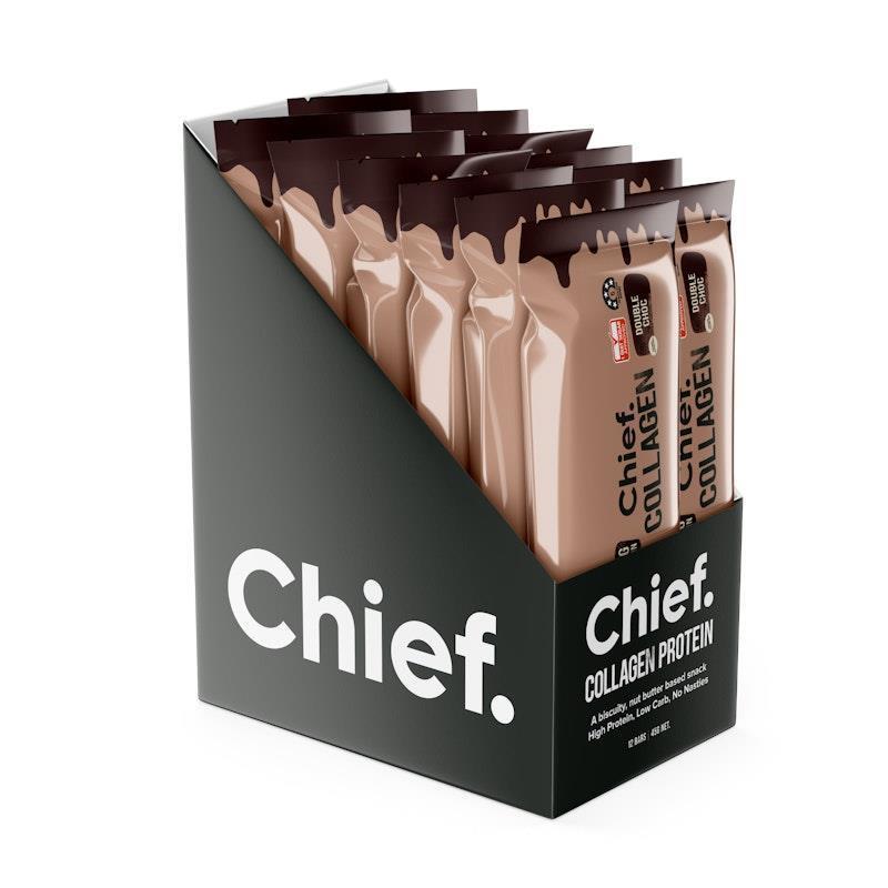 Load image into Gallery viewer, Chief Collagen Protein Bar - Double Choc 12 Pack
