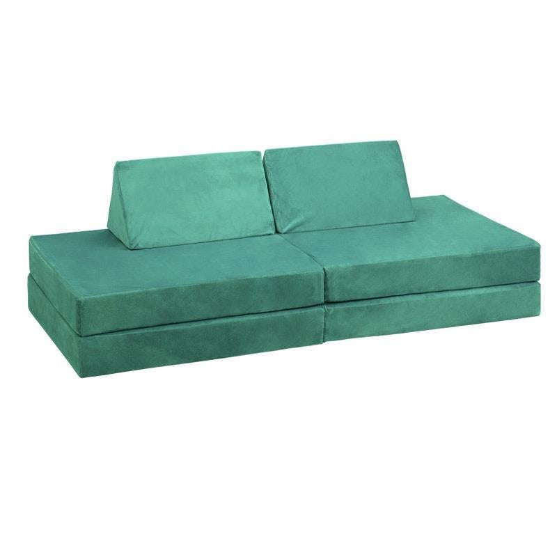 Load image into Gallery viewer, Oikiture 4 Pieces Kids Play Couch Modular Lounge Cushion Convertible Playset Green
