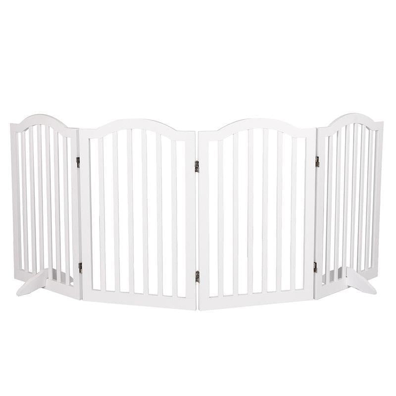 Load image into Gallery viewer, PaWz Wooden Pet Gate Dog Fence Safety Stair Barrier Security Door 4 Panels White 1Pack
