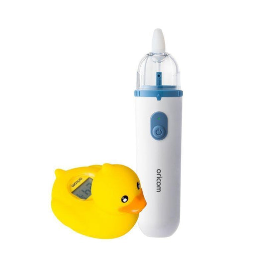 Oricom Rechargeable Nasal Aspirator and Duck Digital Bath and Room Thermometer Bundle