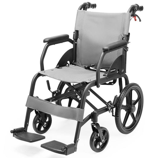 Equipmed Folding Transit Wheelchair Lightweight Grey