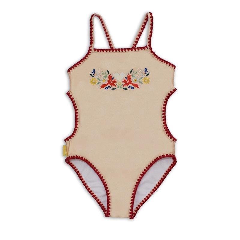 Load image into Gallery viewer, tyoub Kids Embroidered Swimsuit Vanilla Fire Bird Placement Print 6years
