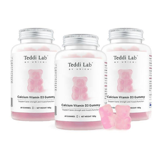 Teddi Lab by Unichi Calcium Vitamin D3 Gummy 60s x3 - Strong Bone, Muscle & Teeth Packs