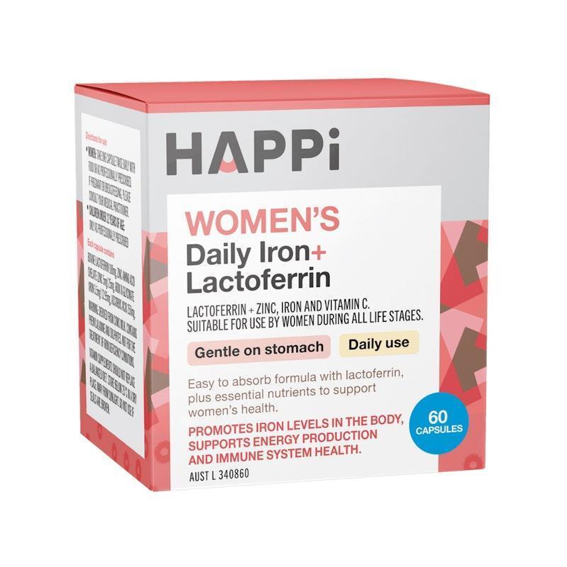 Load image into Gallery viewer, Happi Women’s Daily Iron+ Lactoferrin 60 Capsules
