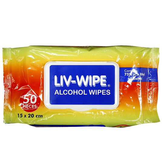Liv-Wipe Antibacterial 70% Isopropyl Alcohol 50 Wipes Pack
