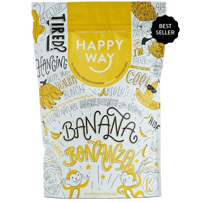 Load image into Gallery viewer, Happy Way Banana Bonanza Whey Protein Powder 500g
