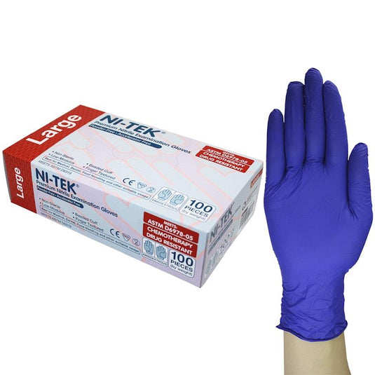 NI-TEK Nitrile Accelerator Free Powder Free Gloves 100 Box Large
