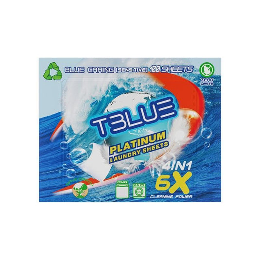 TBLUE Laundry Detergent Sheets Blue Caring Pack of 100 Sheets