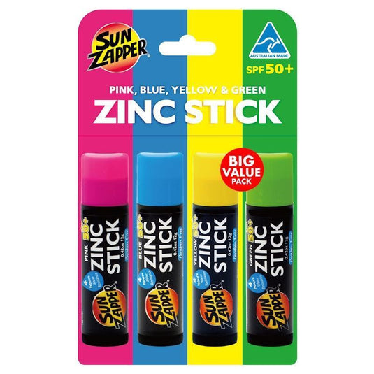 SUN ZAPPER Zinc Stick Rainbow SPF 50+ 4Pack