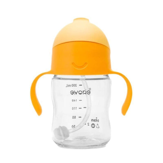 Evorie Tritan Baby 360 Straw Water Bottle Sippy Cup 200mL, Apricot 1Unit