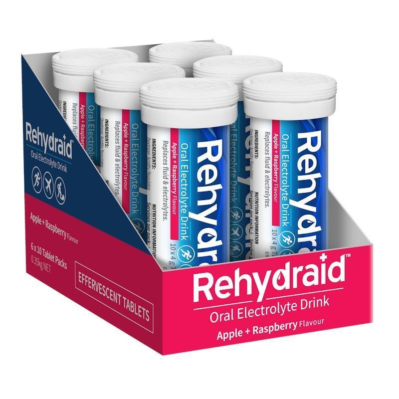 Load image into Gallery viewer, Rehydraid Electrolyte Effervescent Tablets Apple Raspberry 10x6 Tubes

