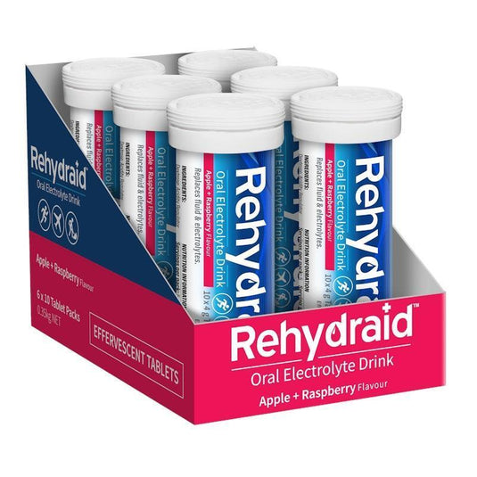 Rehydraid Electrolyte Effervescent Tablets Apple Raspberry 10x6 Tubes