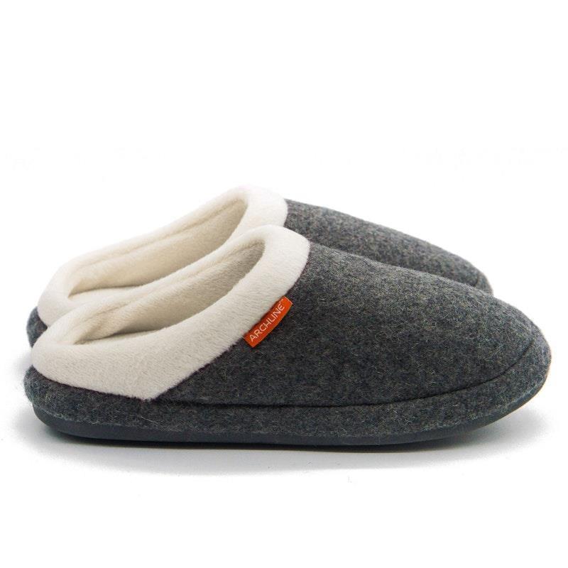 Load image into Gallery viewer, Archline Slippers Slip-On Arch Support Comfort Grey Marl Size 40
