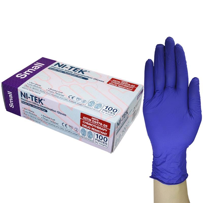Load image into Gallery viewer, NI-TEK Nitrile Accelerator Free Powder Free Gloves 100 Box Small
