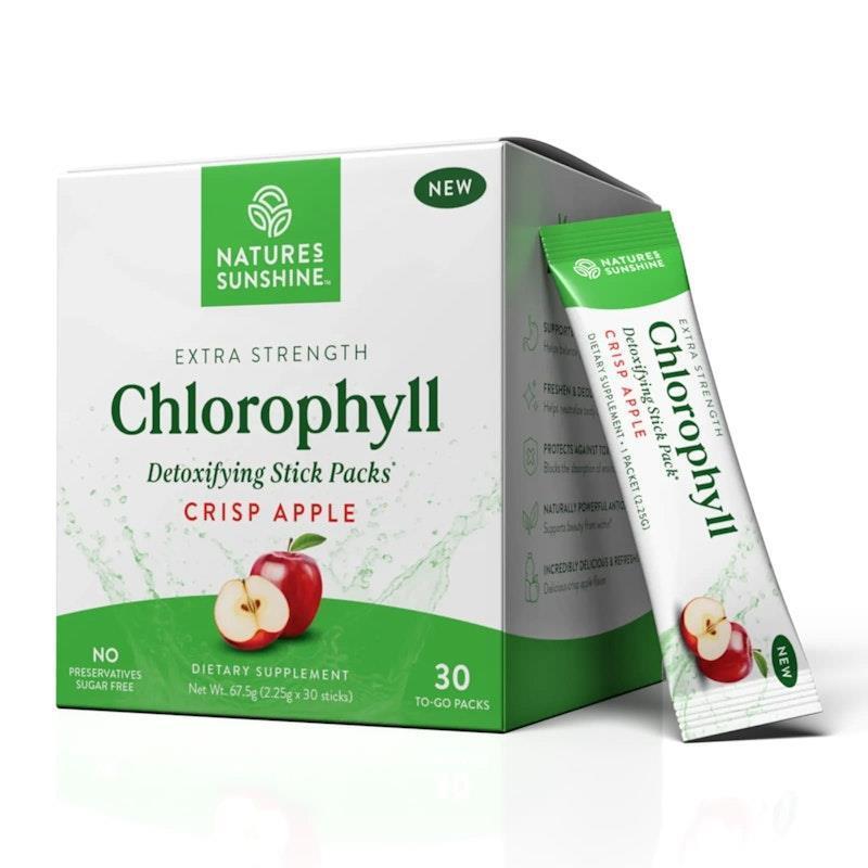 Load image into Gallery viewer, Nature's Sunshine Extra Strength Chlorophyll (30 Stick Packs) Crisp Apple
