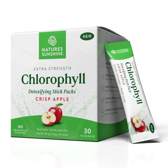 Nature's Sunshine Extra Strength Chlorophyll (30 Stick Packs) Crisp Apple