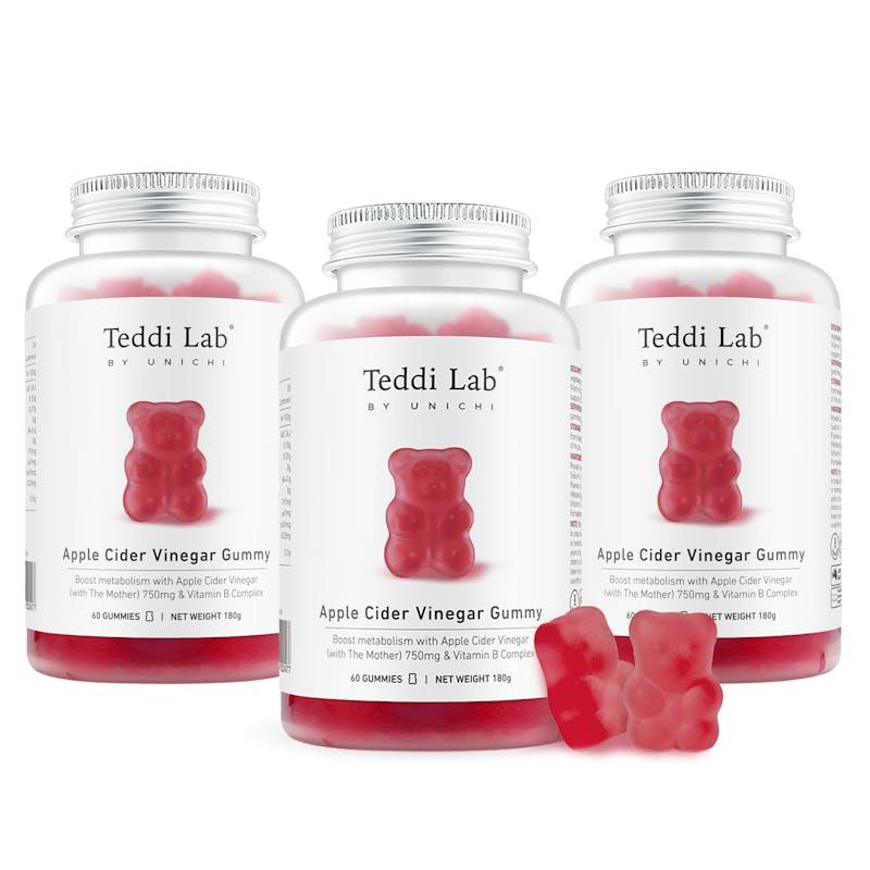 Load image into Gallery viewer, Teddi Lab by Unichi Apple Cider Vinegar Gummy 60s x3 - Detox &amp; Metabolism Pack

