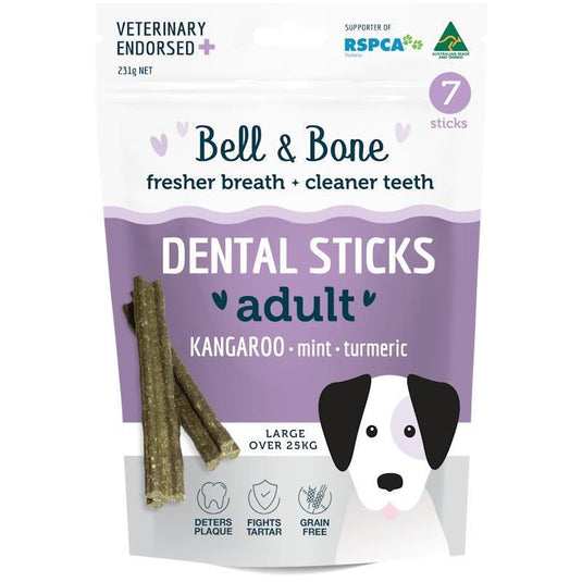 Bell & Bone Kangaroo, Mint and Turmeric Dental Sticks Large
