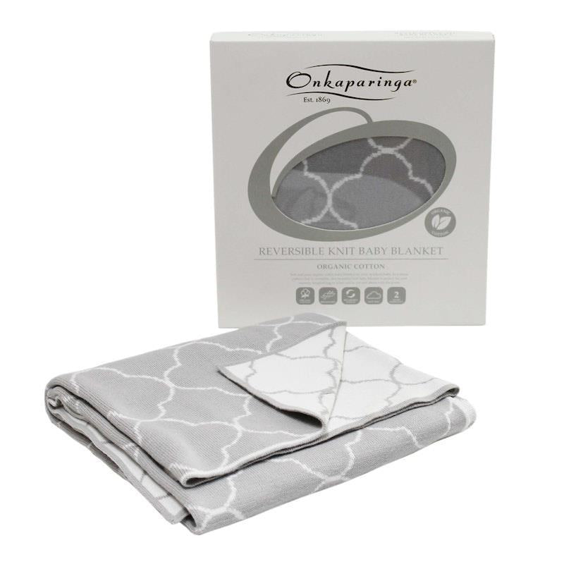 Load image into Gallery viewer, Onkaparinga Organic Cotton Reversible Knit Baby Blanket Grey/White 1pc
